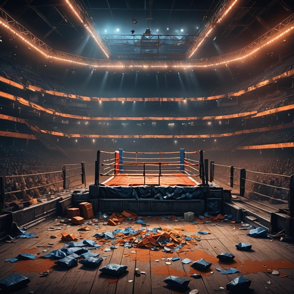 Dramatic Empty Boxing Ring Concept Art