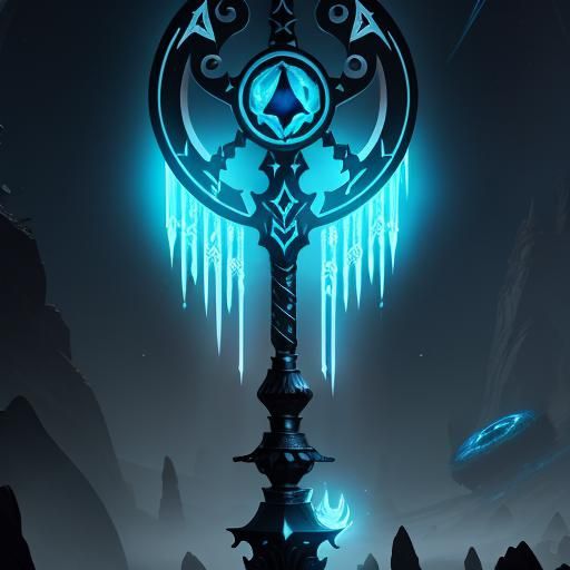 Intricate Hammer with Glowing Runes and Gothic Elements