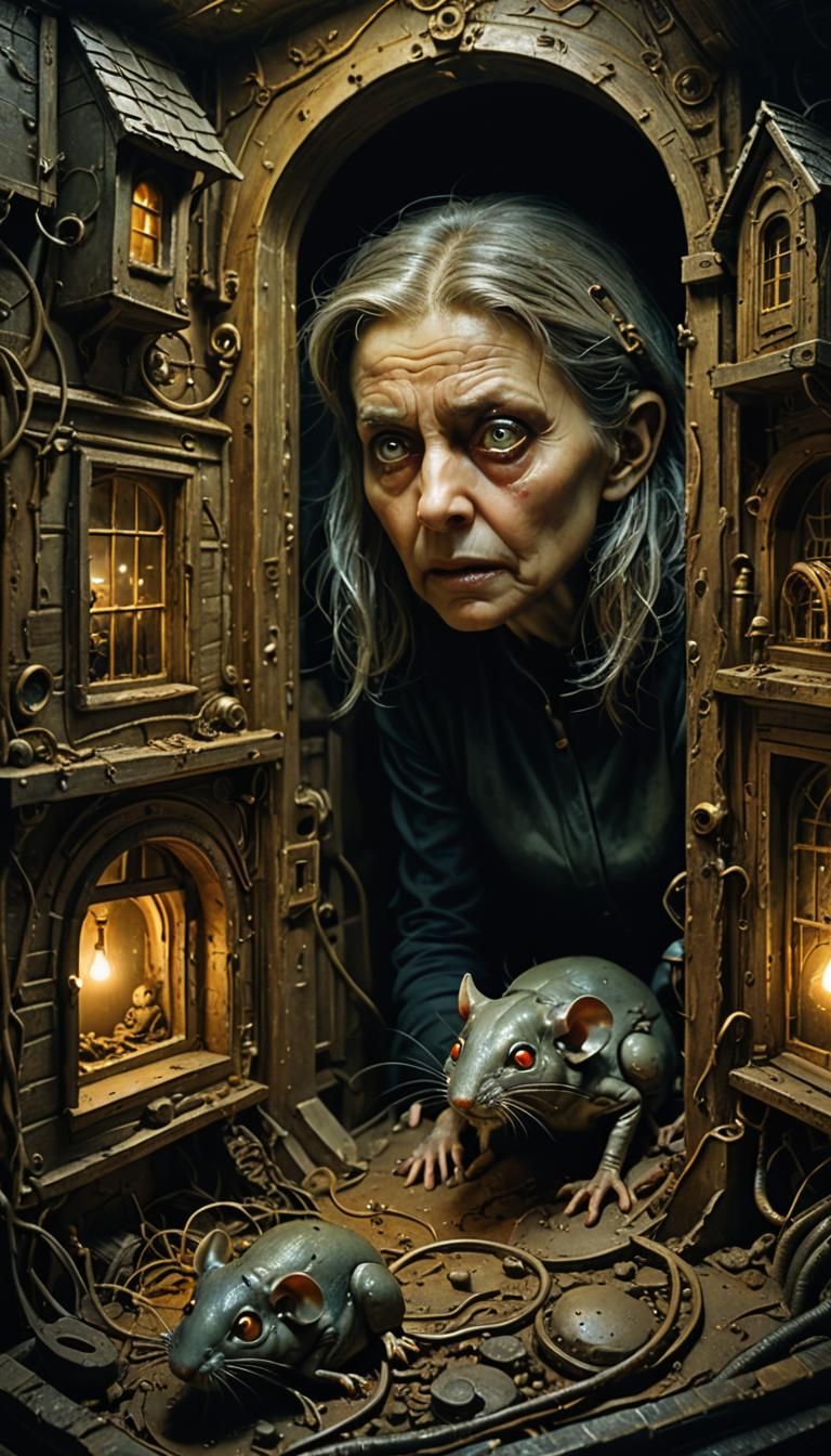 Woman in Mousehole: A Biomechanical Surrealist Nightmare
