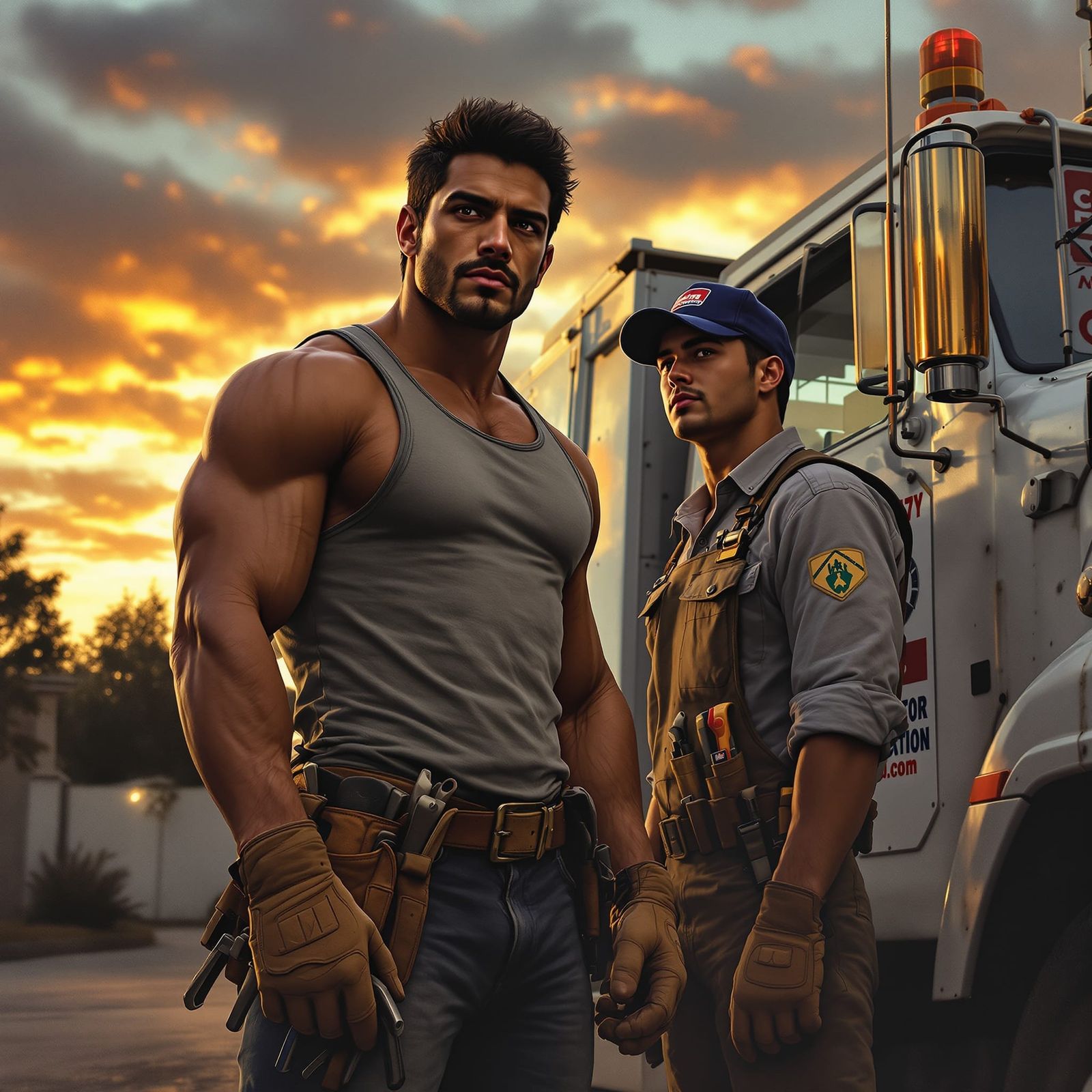 Plumbers Start Their Day, Gritty Realism Style