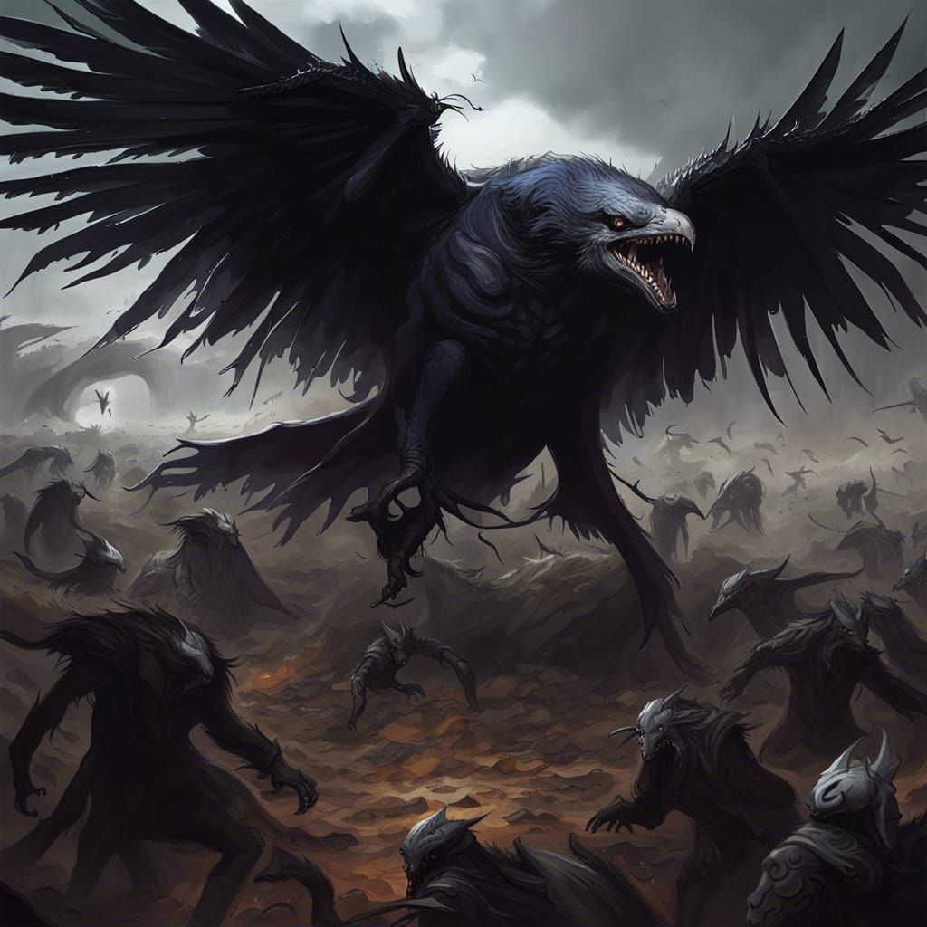 Monstrous Battlefield Creature in Dark Fantasy Art