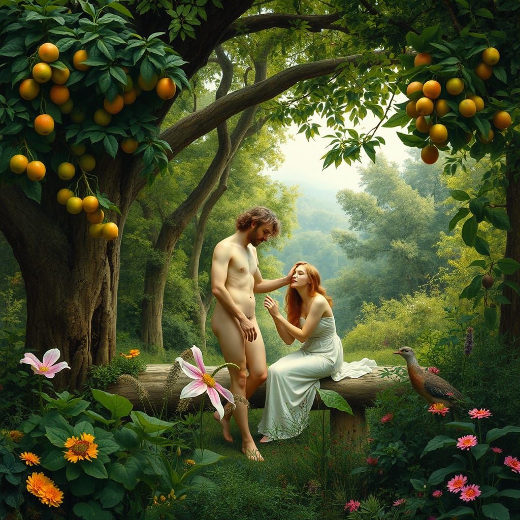 Idyllic Garden Scene in Classical Romantic Style