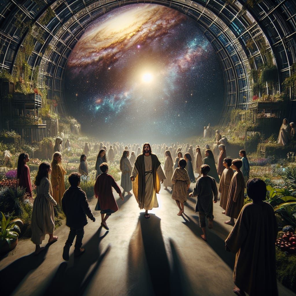 Jesus in Space Garden: Cinematic Film Still
