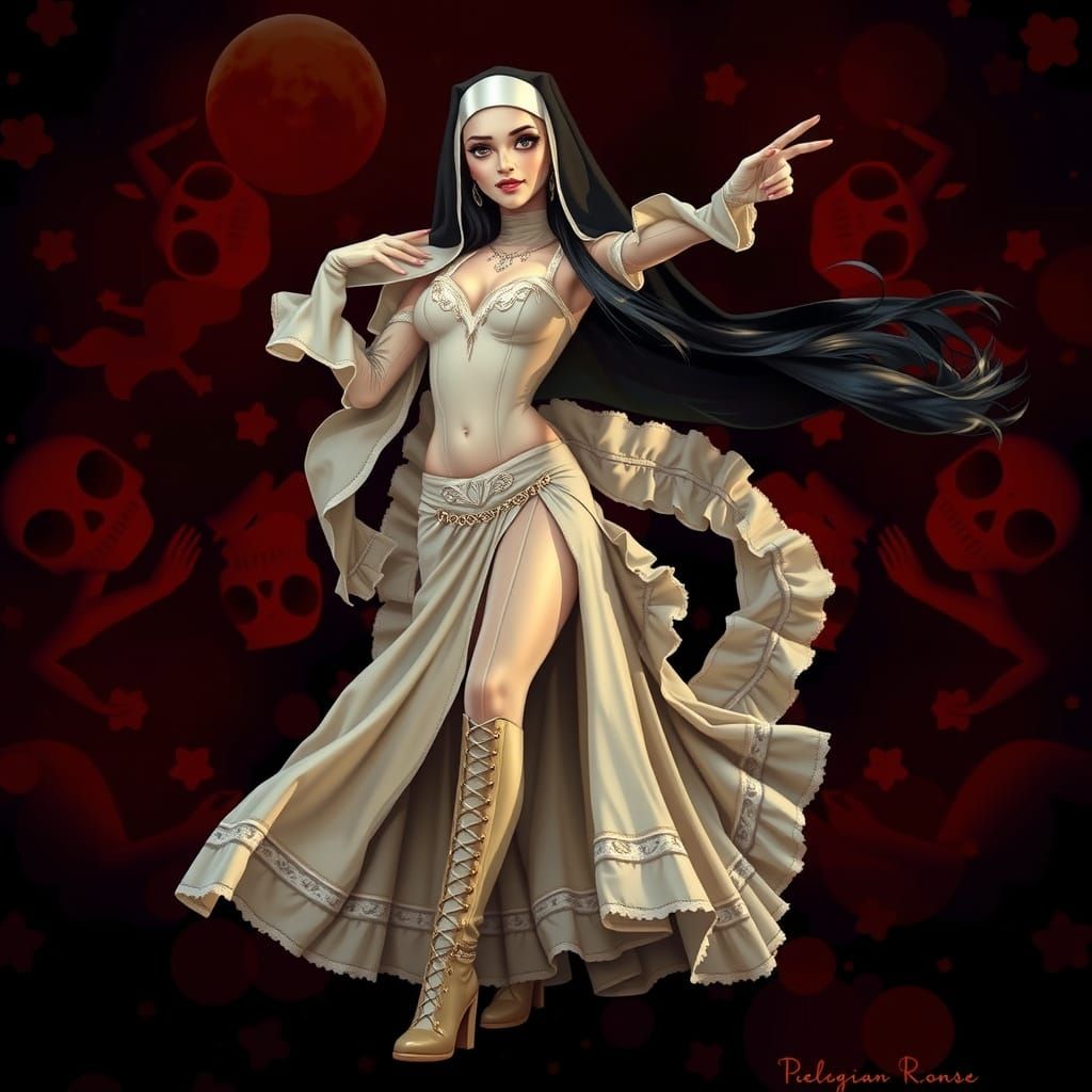 Mexican Day of the Dead Nun in Photorealistic Style