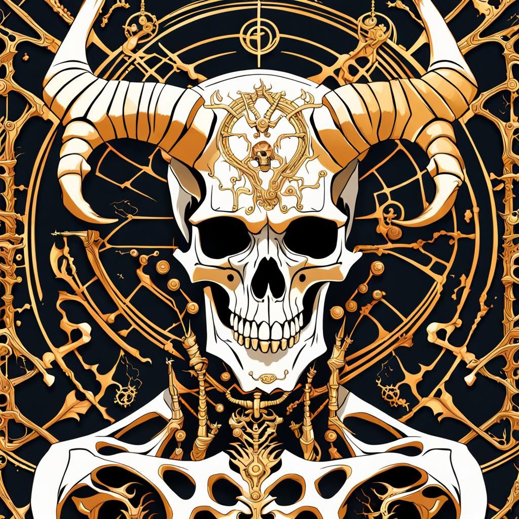 Gothic Skeletal Demon Concept Art with Bone Jewelry