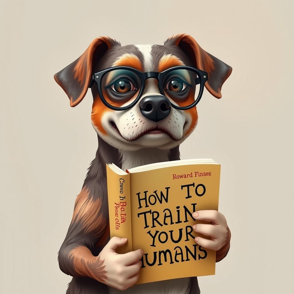 Dog Studying: Whimsical 3D Naive Art