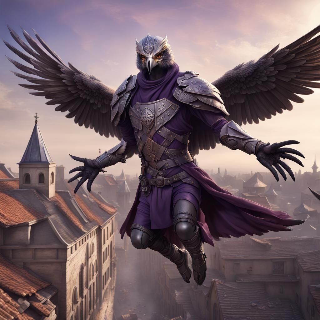 Falcon Humanoid Acrobat in Dark Fantasy Style