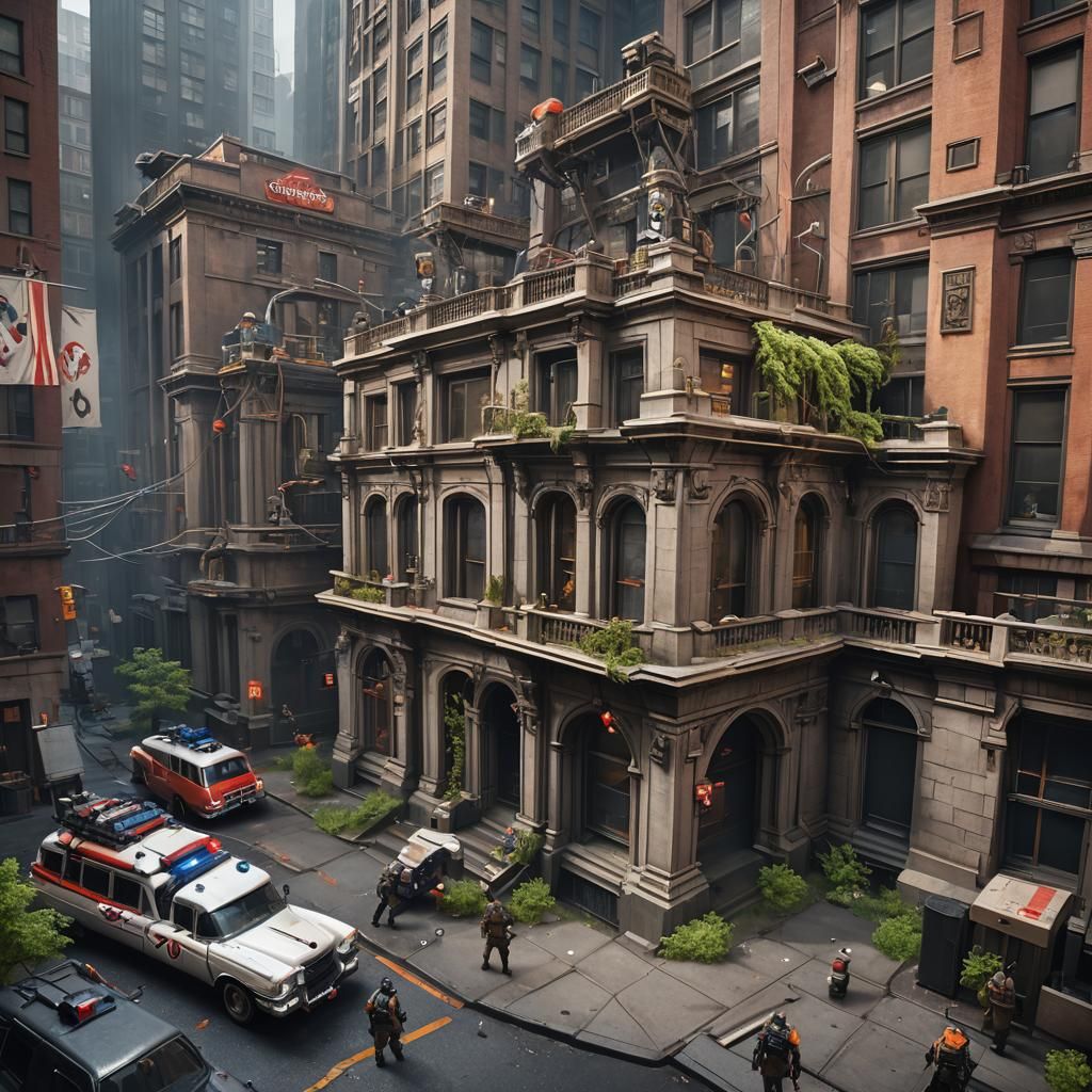 Ghostbusters Ecto-1: Detailed Matte Painting