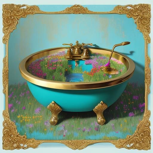 Surreal Toilet in Wildflowers, Rothko Color Fields