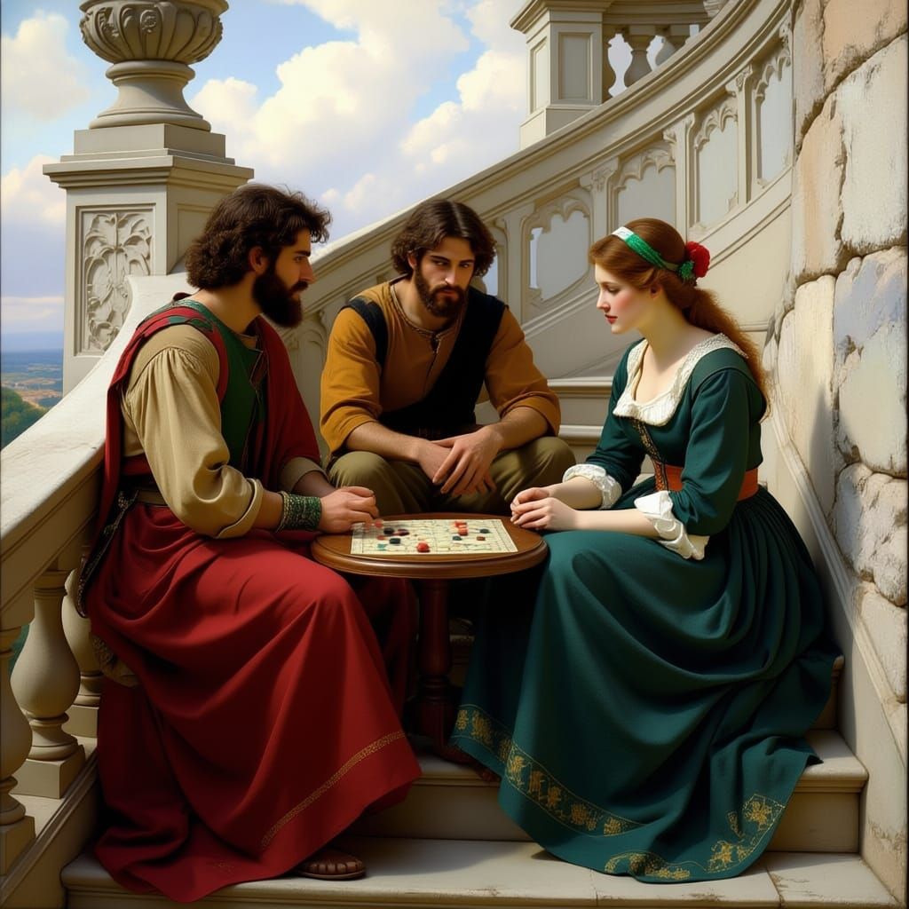 Frederic William Burton Inspired Turret Stairs Scene