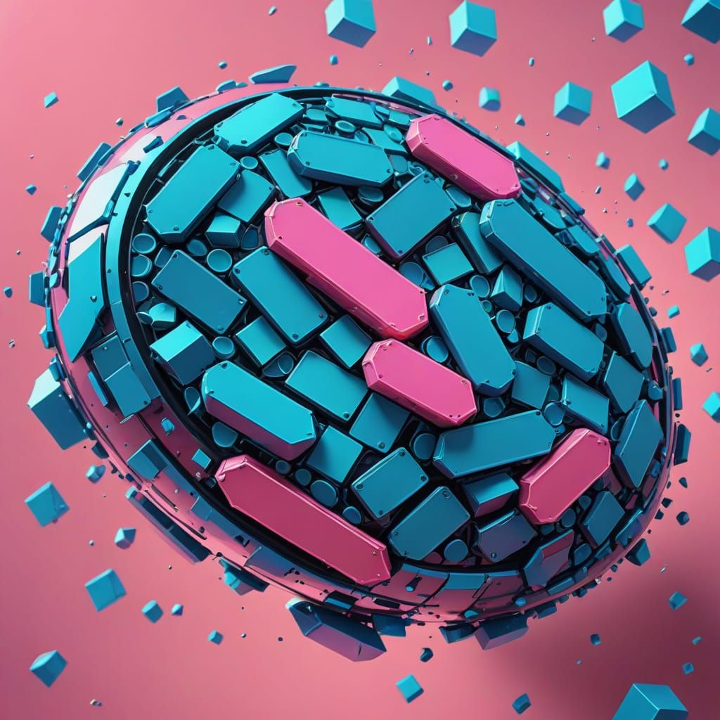 Vibrant Triadic Art of Shattered Pickle in Neon Hues