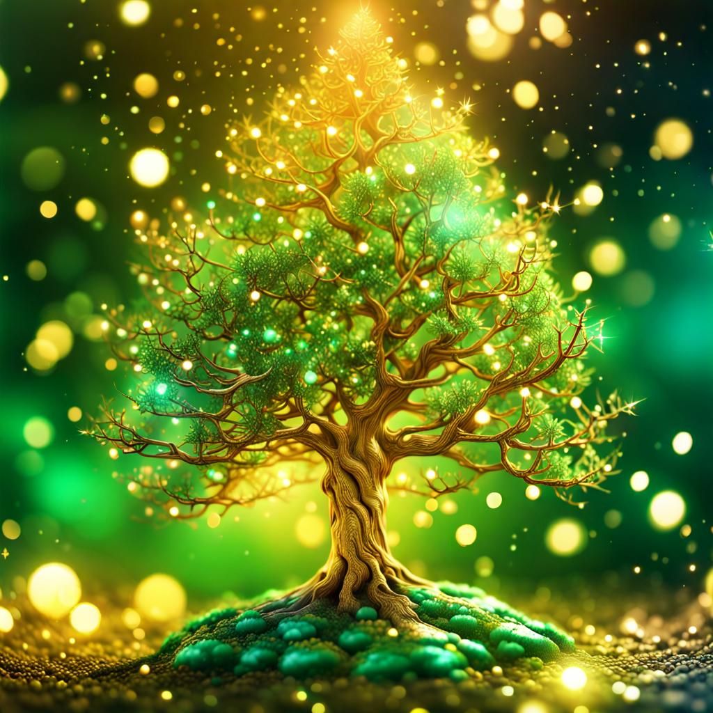 Magical Golden Tree in 3D Shading