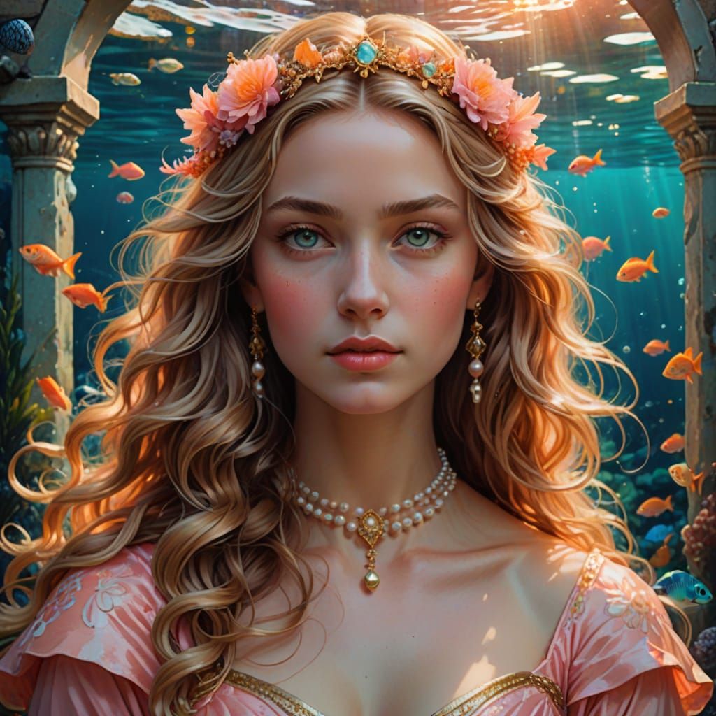 Ephyra, a Nereid Goddess in Vivid Underwater Portrait