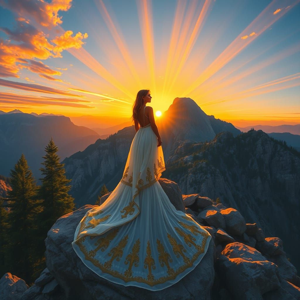 Golden Stripes Emerge from Sunset's Majestic Landscape