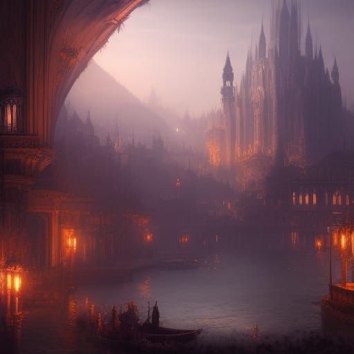 Dark Fantasy Venice Concept Art in 8K