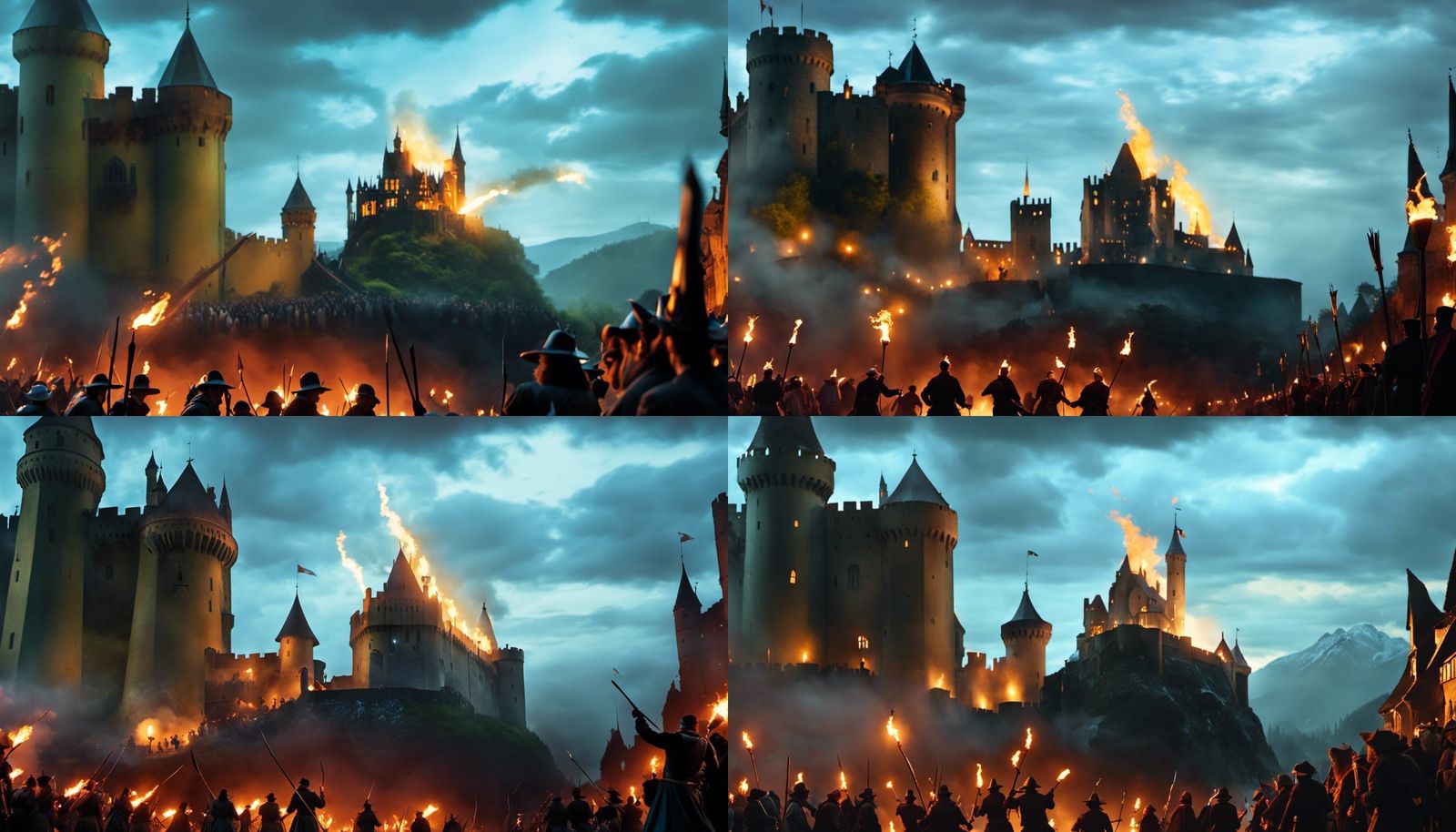 Villagers Storm Dark Castle with Torches: Photography