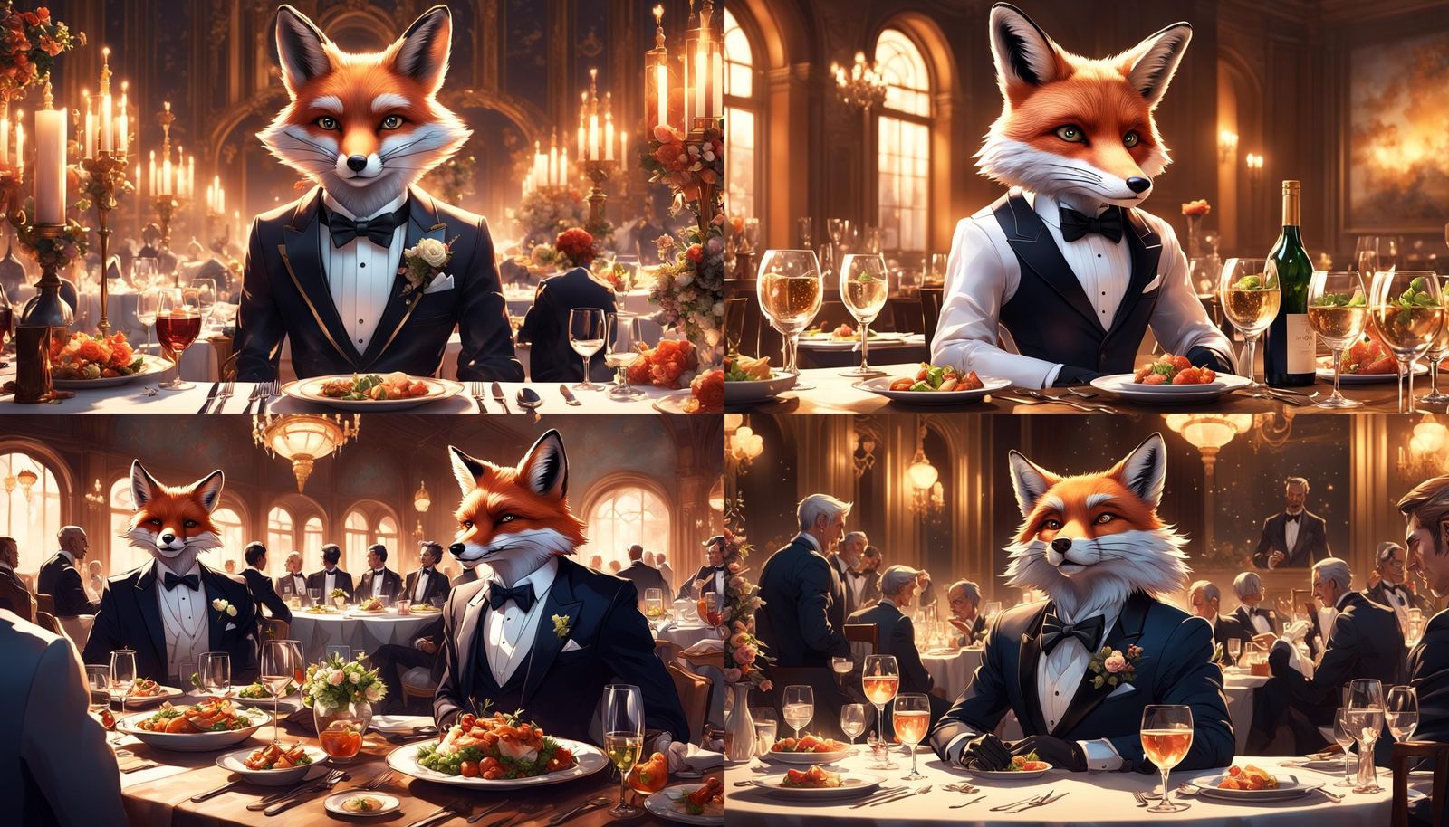 Anthropomorphic Fox in Tuxedo: 3D Anime Portrait