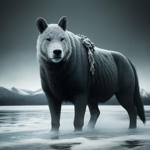 Hyperrealistic Winter Animal Near Water
