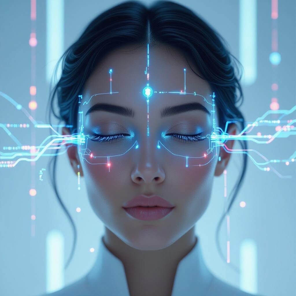 Futuristic Neural Implant Connected to Data Streams