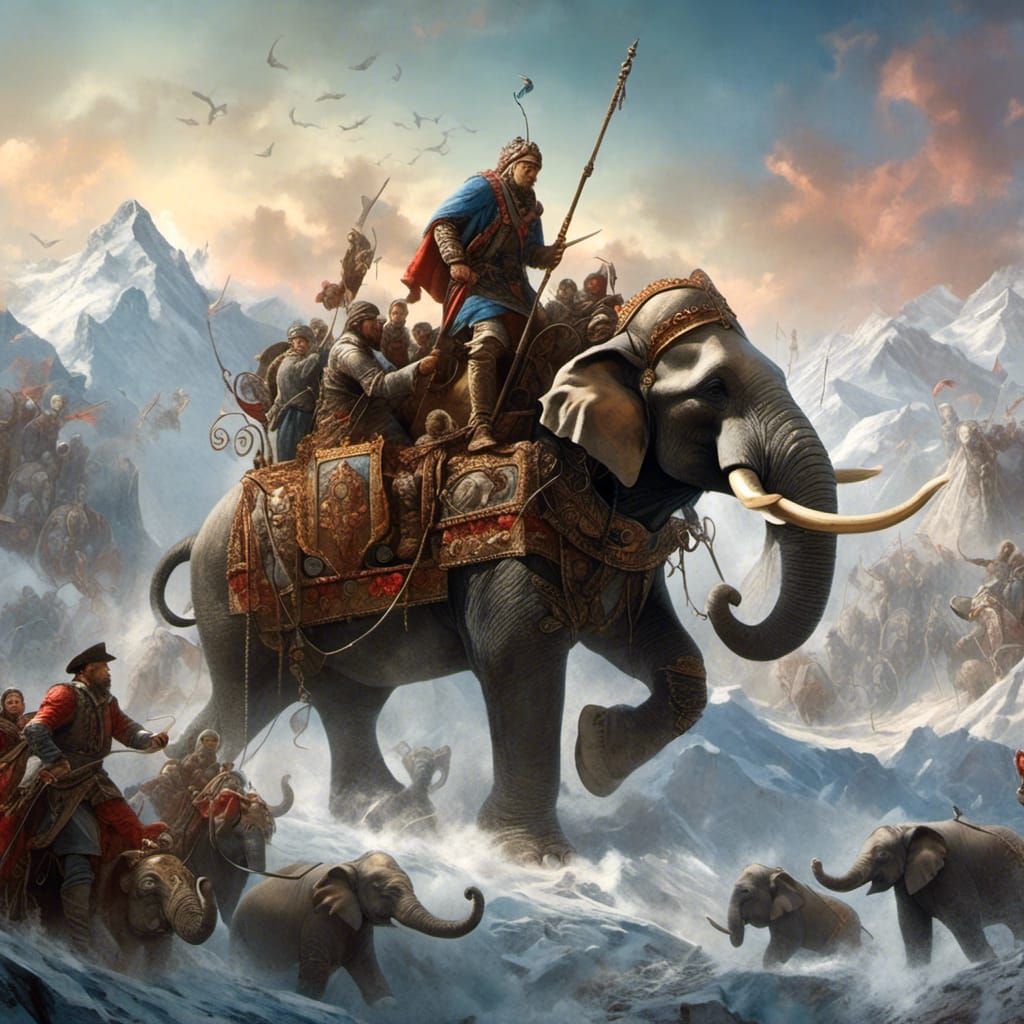 Hannibal's Elephants Crossing the Alps: Matte Painting