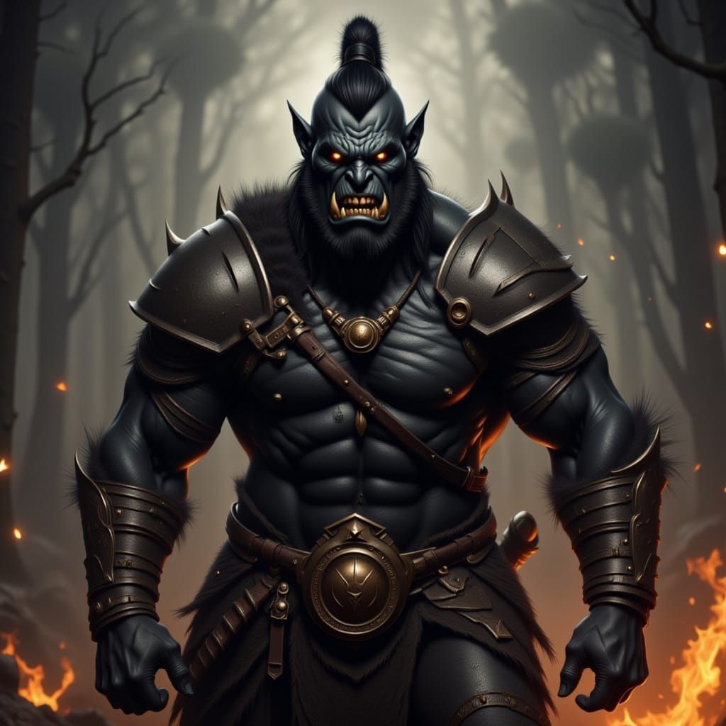 Black Orc War Chieftain with Charcoal Skin