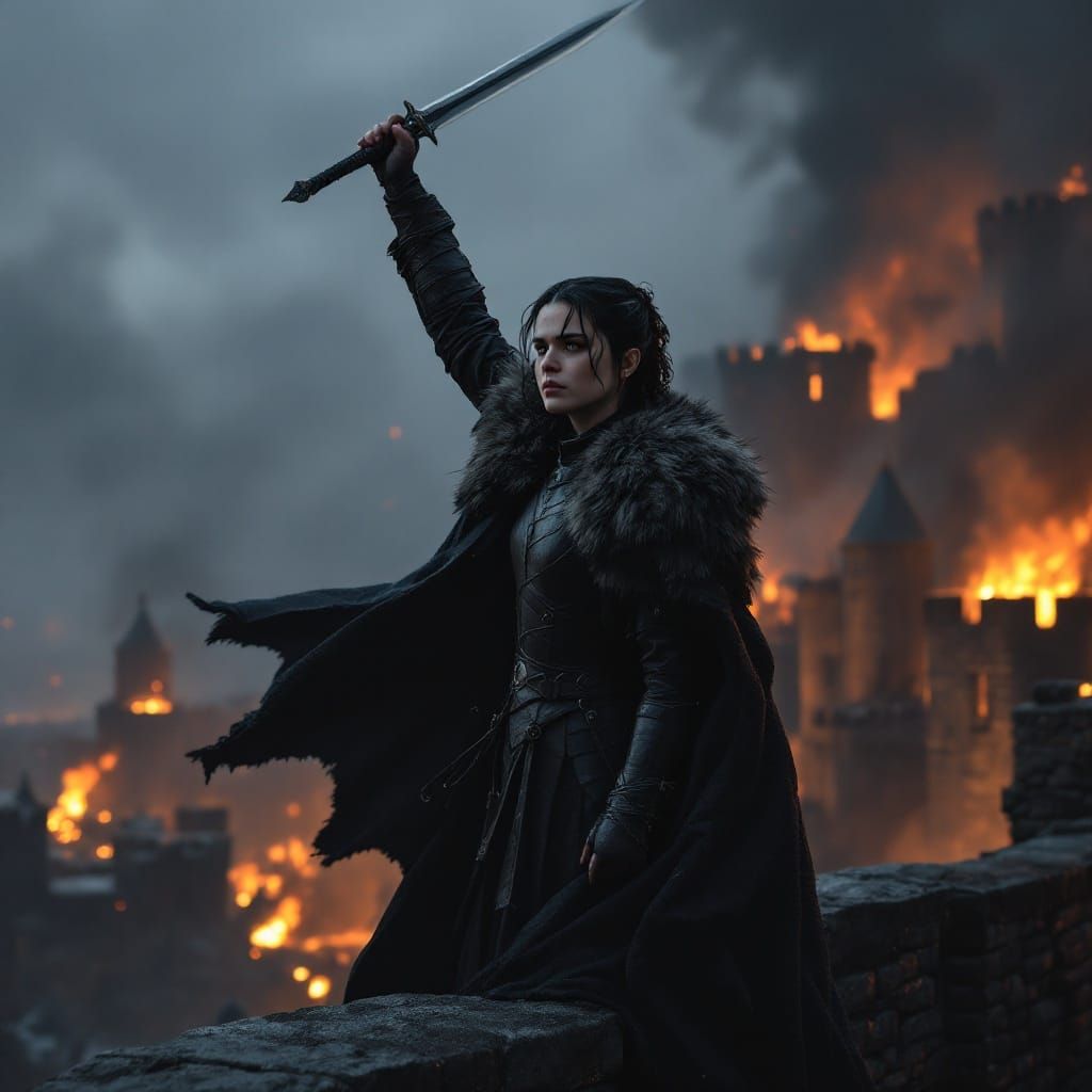 Game of Thrones Arya Stark as Warrior Queen in Winterfell Si...