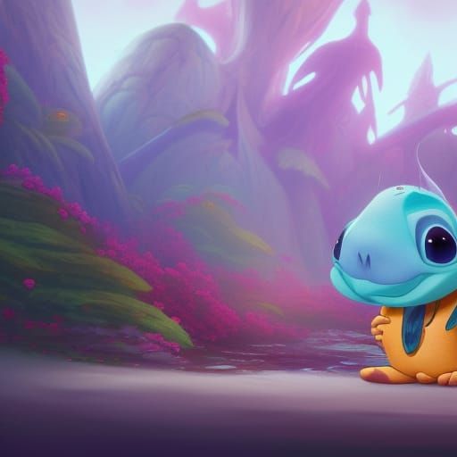 Detailed Matte Painting of Stitch in 8k