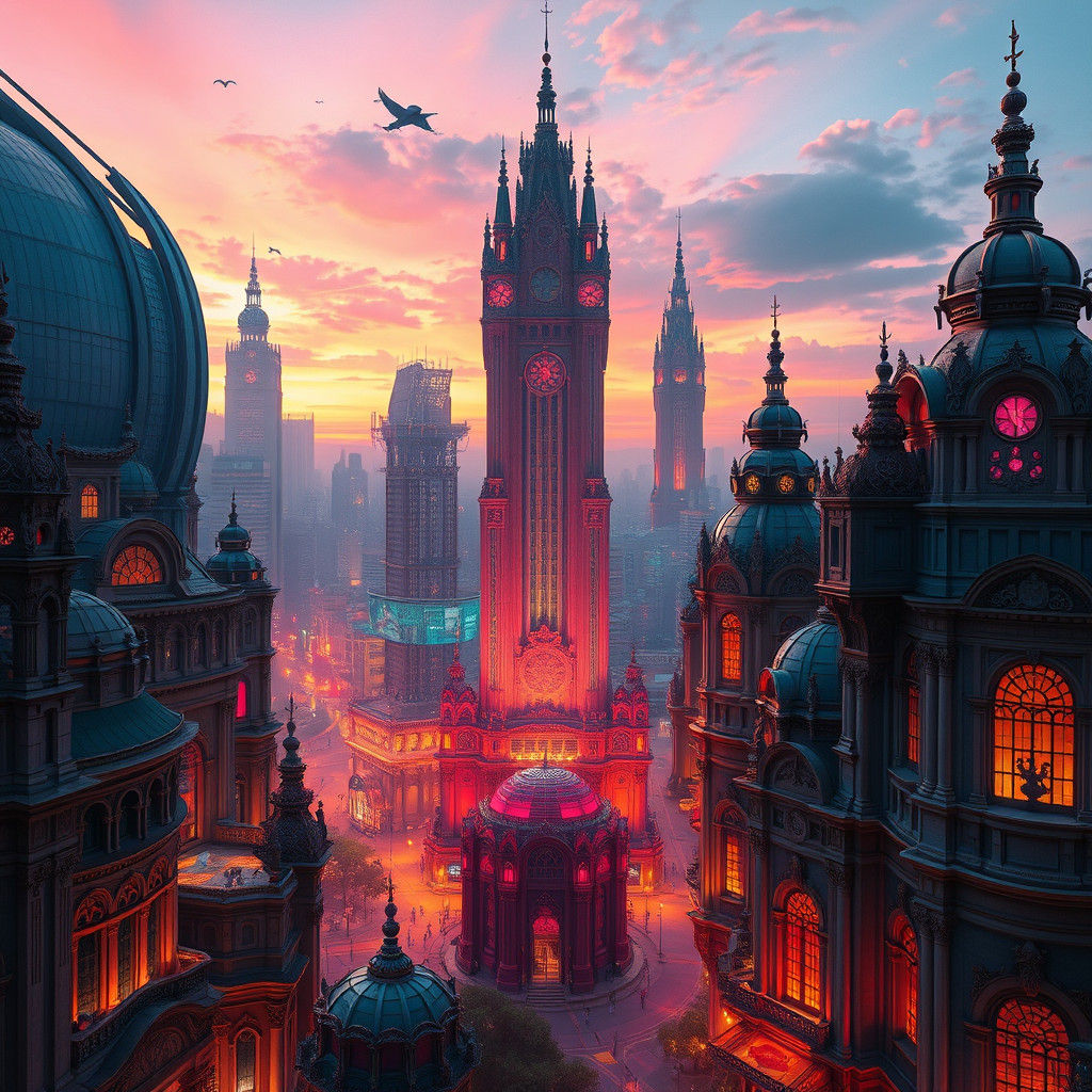 Surreal Cityscape Dreamscape at Dusk