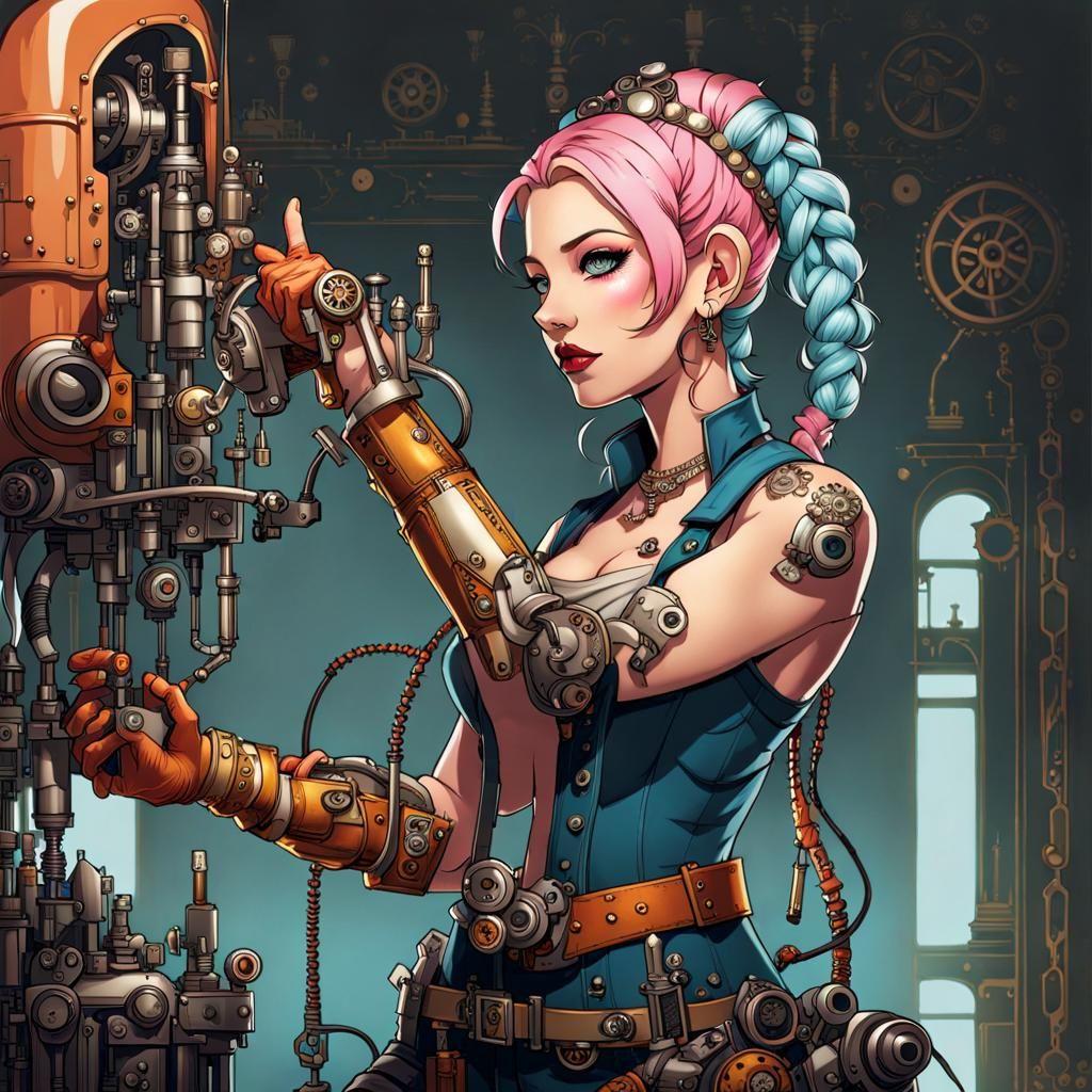 Steampunk Artificer with Prosthetic Arm