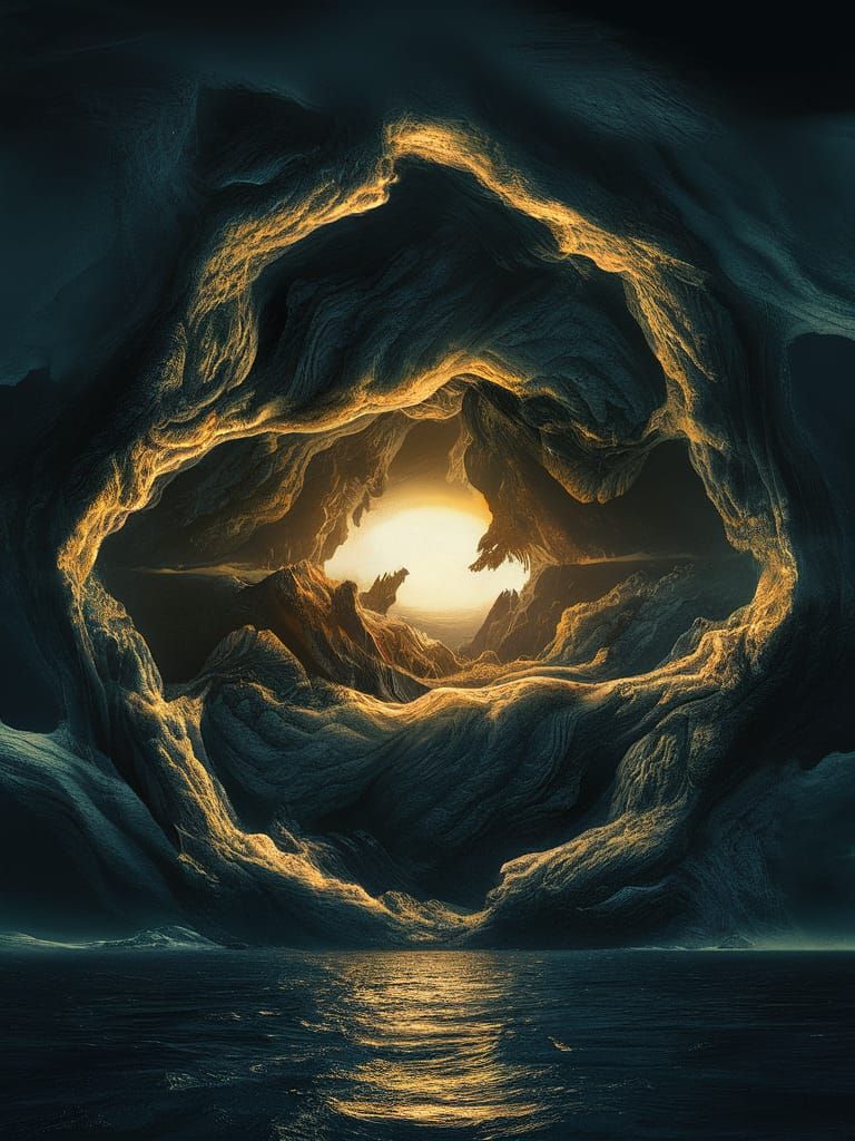 Epic Cinematic Landscape with Golden Glow