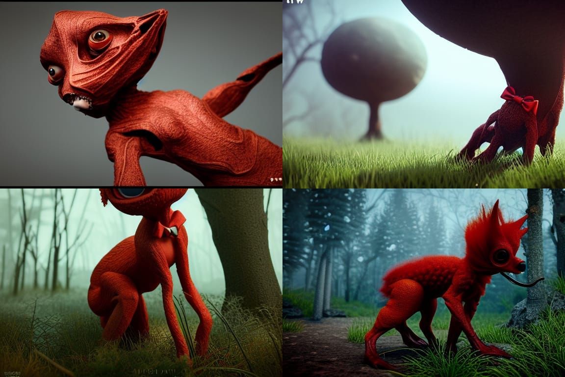 Surreal Alien Landscape with Redhead Doll in Fantasy Art Sty...