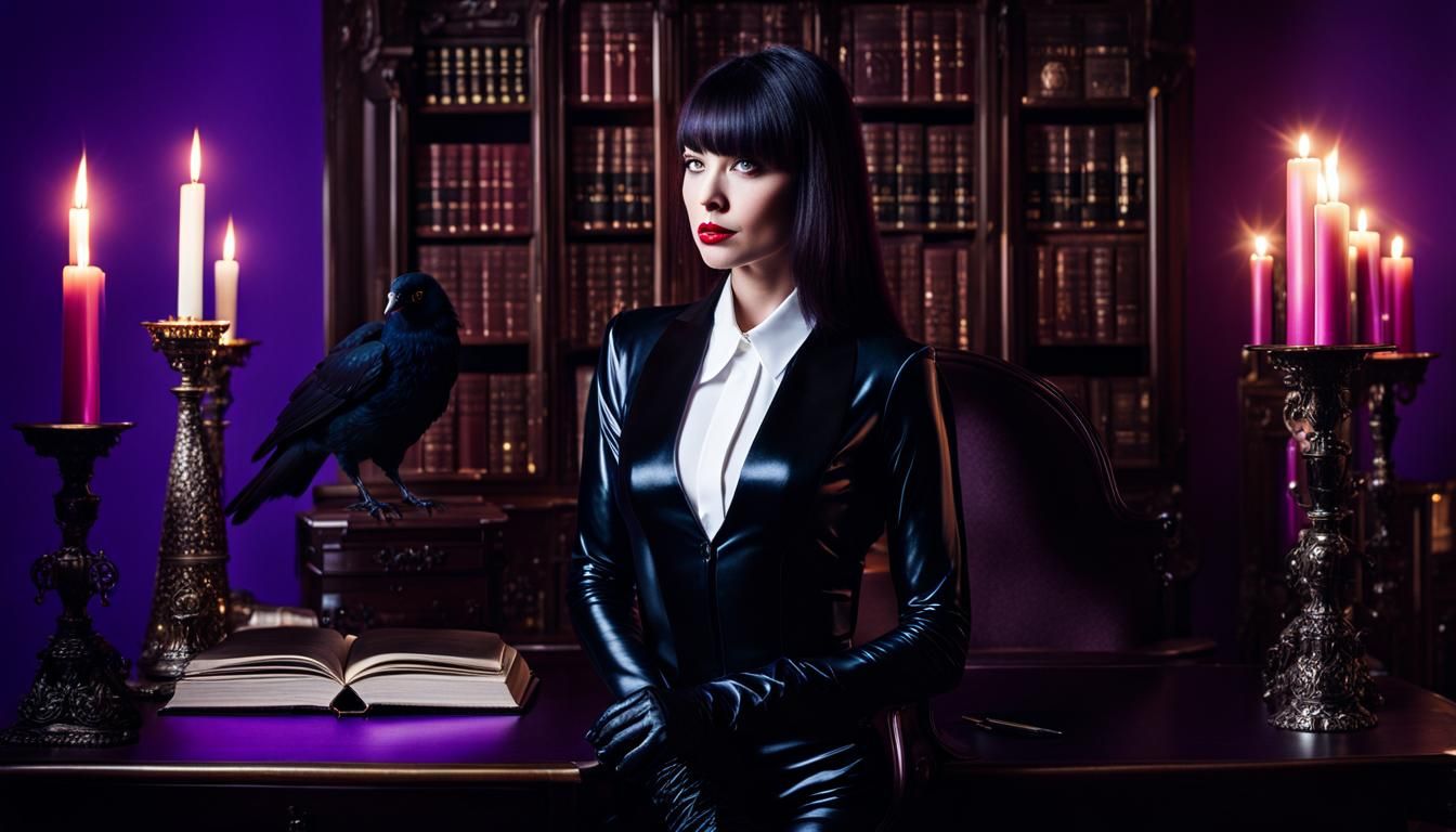 Woman in Catsuit with Raven, Professional Portrait