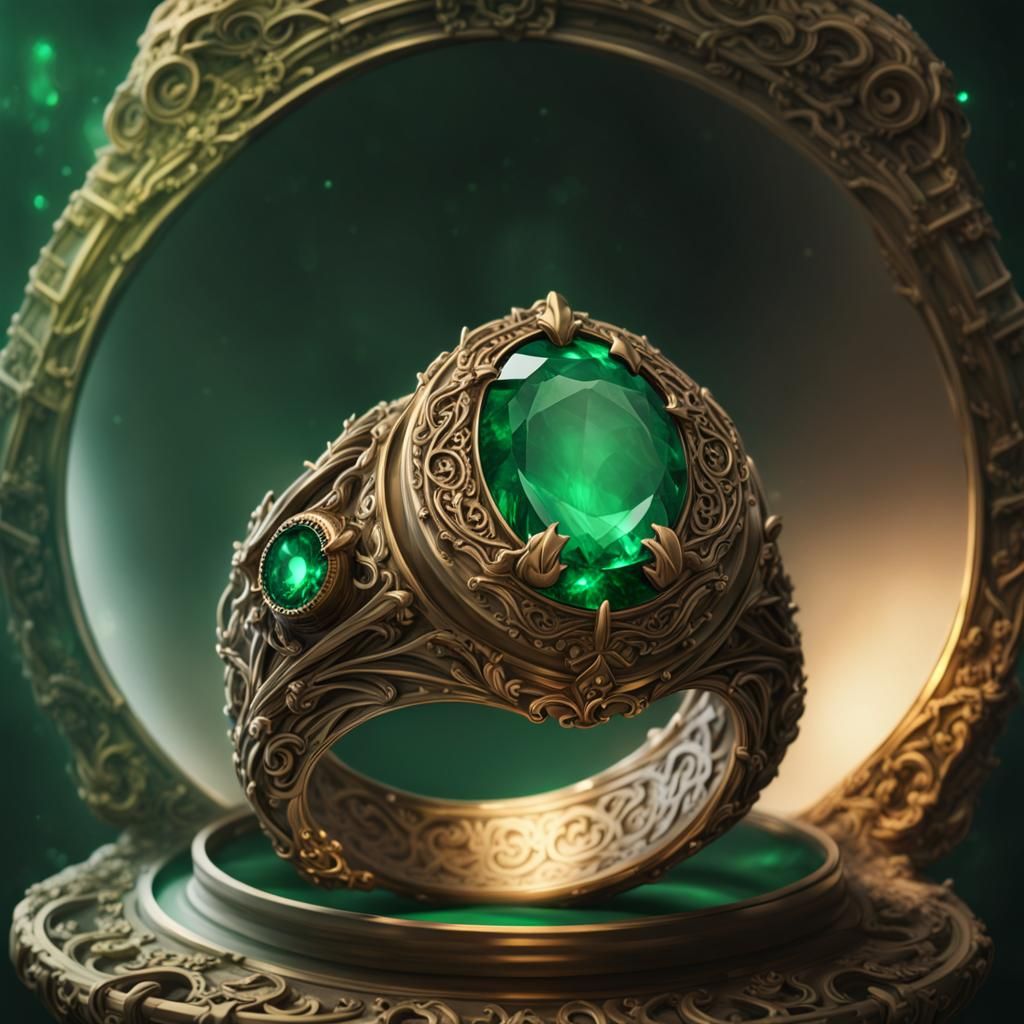 Emerald Bronze Ring: Dramatic Digital Matte Painting