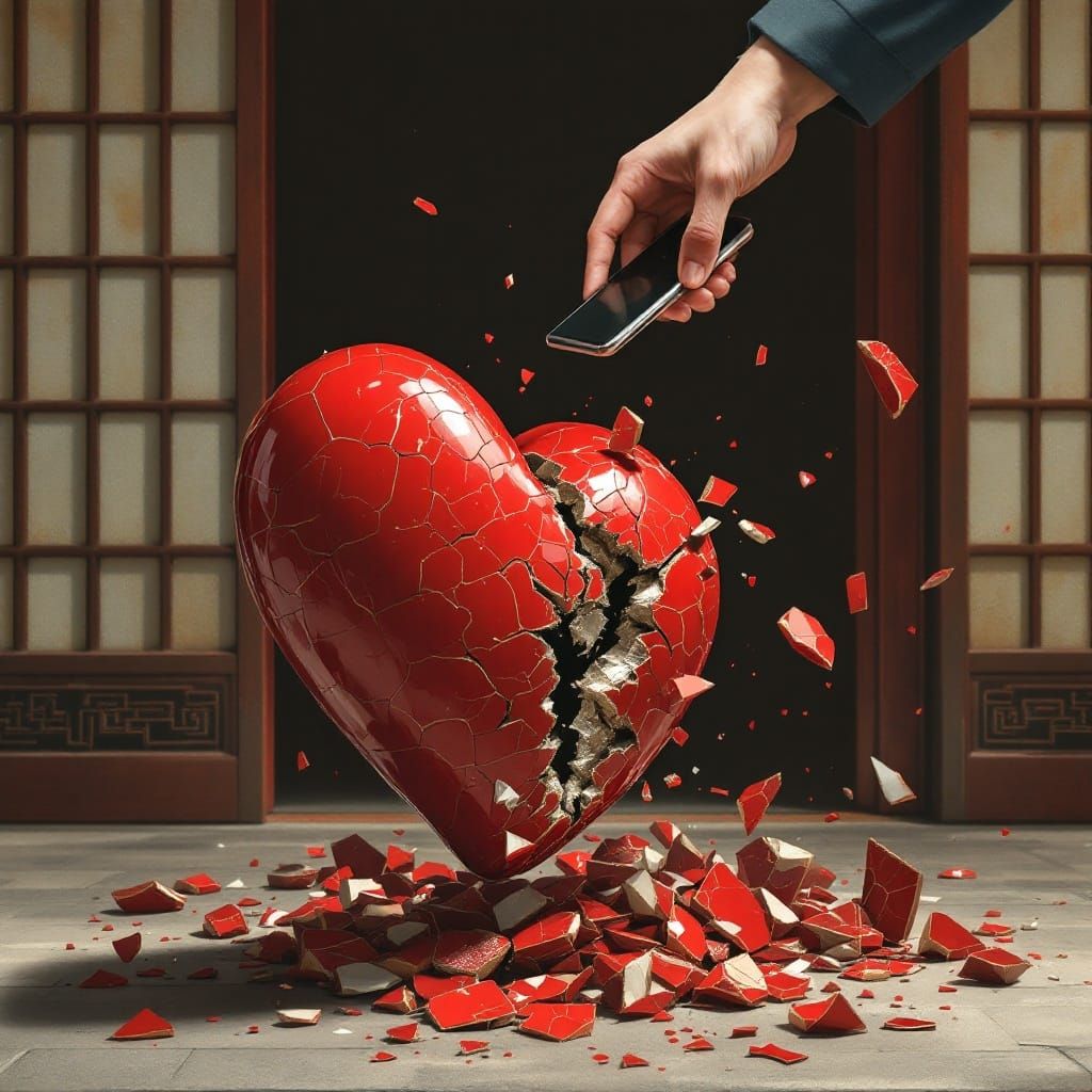 A Shattered Heart Smashed by Cruel Text Message, Kintsugi Re...