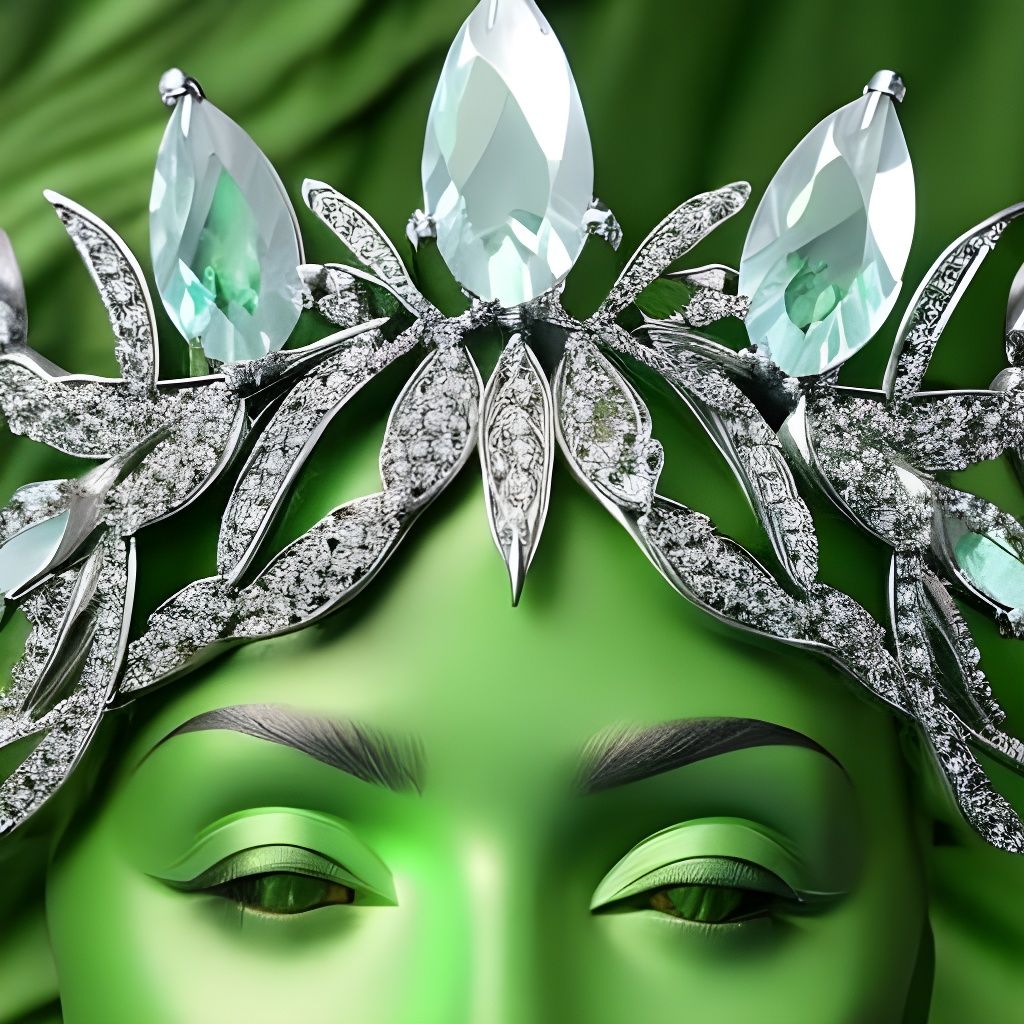 Elven Queen's Crown: Green Gems in Misty Glen