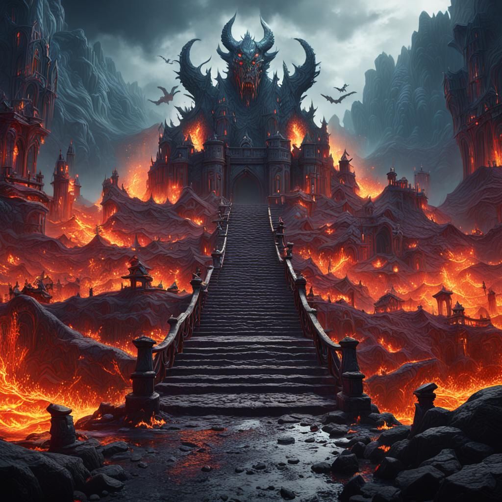 Badass Warrior in Hell: Detailed Matte Painting