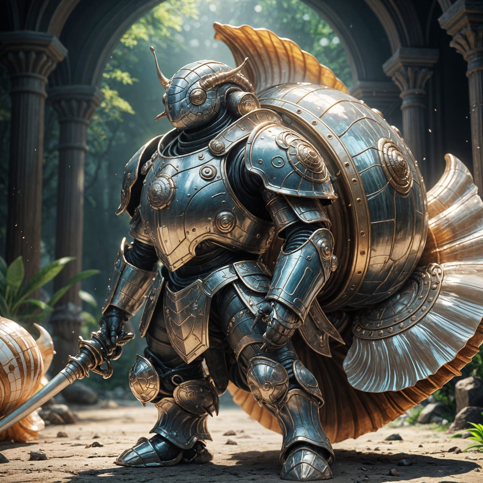 Glowing Conical Seashell Guardian