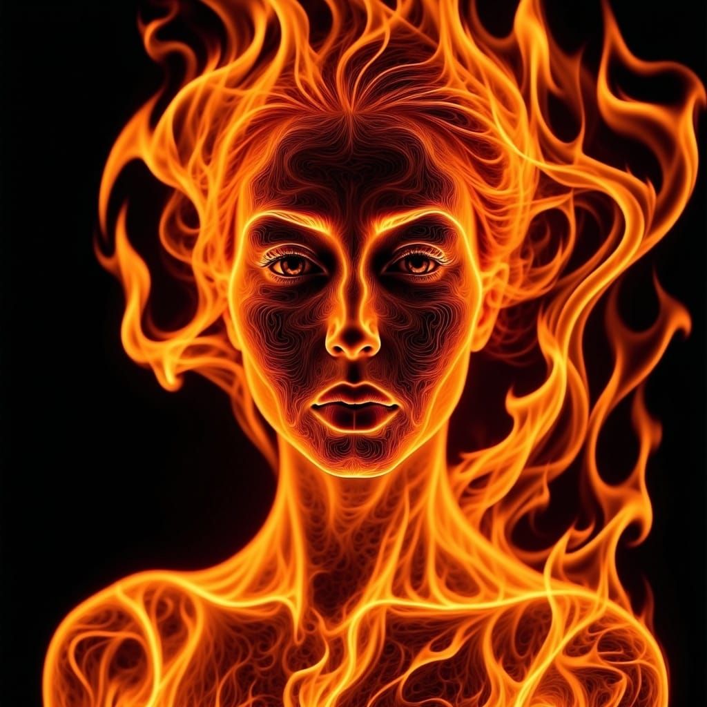 Flamewoman: Portrait of a Woman Made of Flames