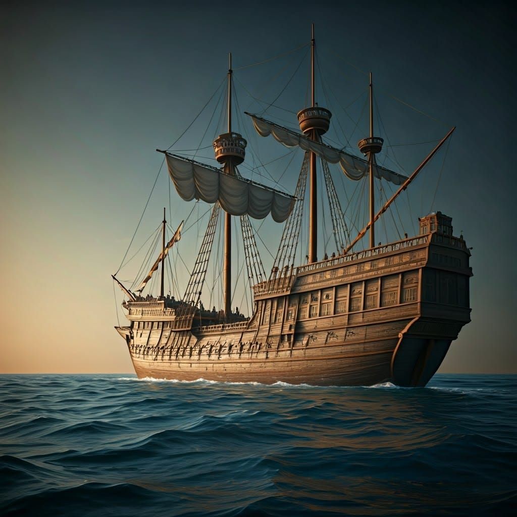 Romaneque Castle Ship in Hyperdetailed Detail