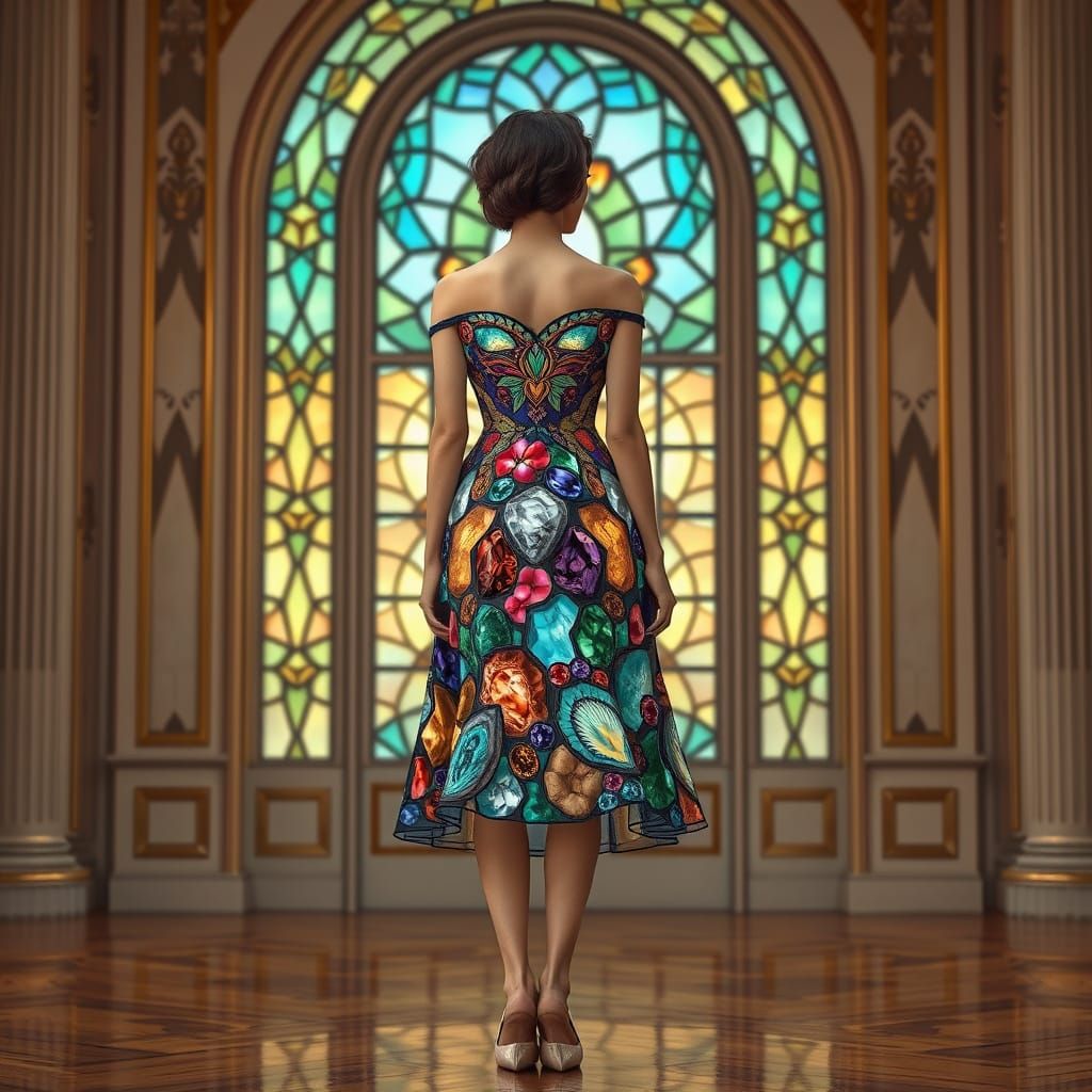 Woman in Crystal Dress, Art Deco Style