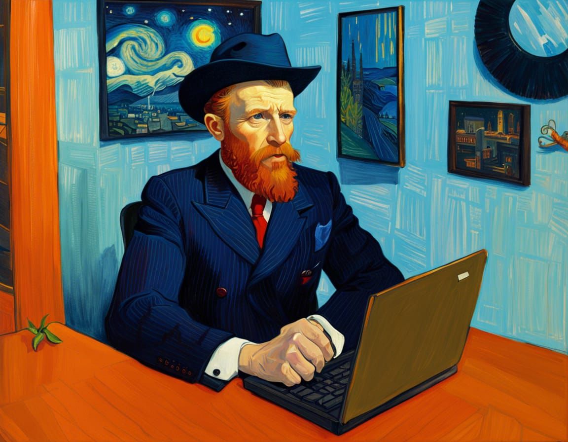 Van Gogh in Business Suit, Hyperdetailed Digital Art
