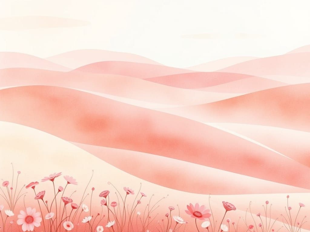 Dreamy Pink Pastel Hills in Ethereal Watercolor Style