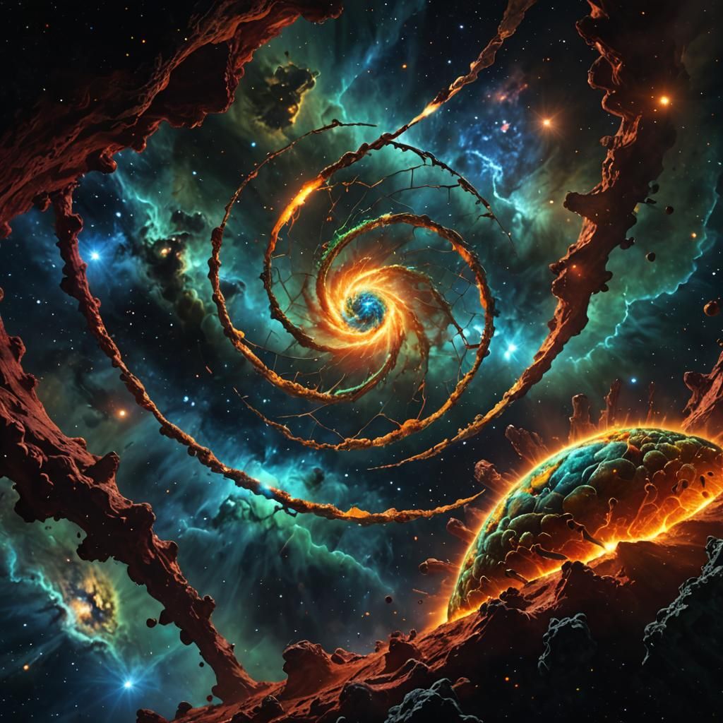 Stunning Galaxy with DNA Strand in Supernova