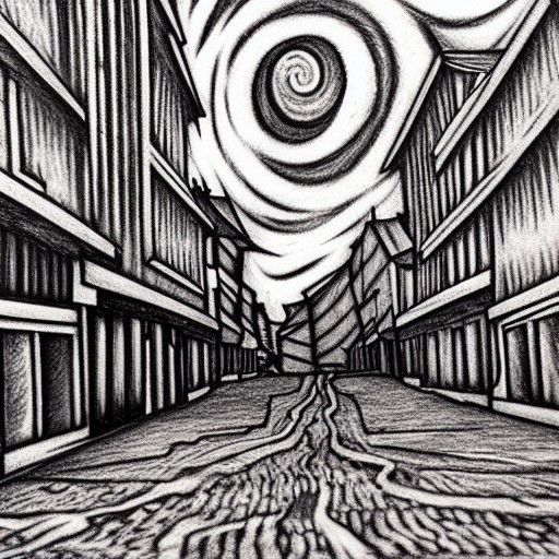 Alien Street: Hyperdetailed Charcoal Drawing in French Style