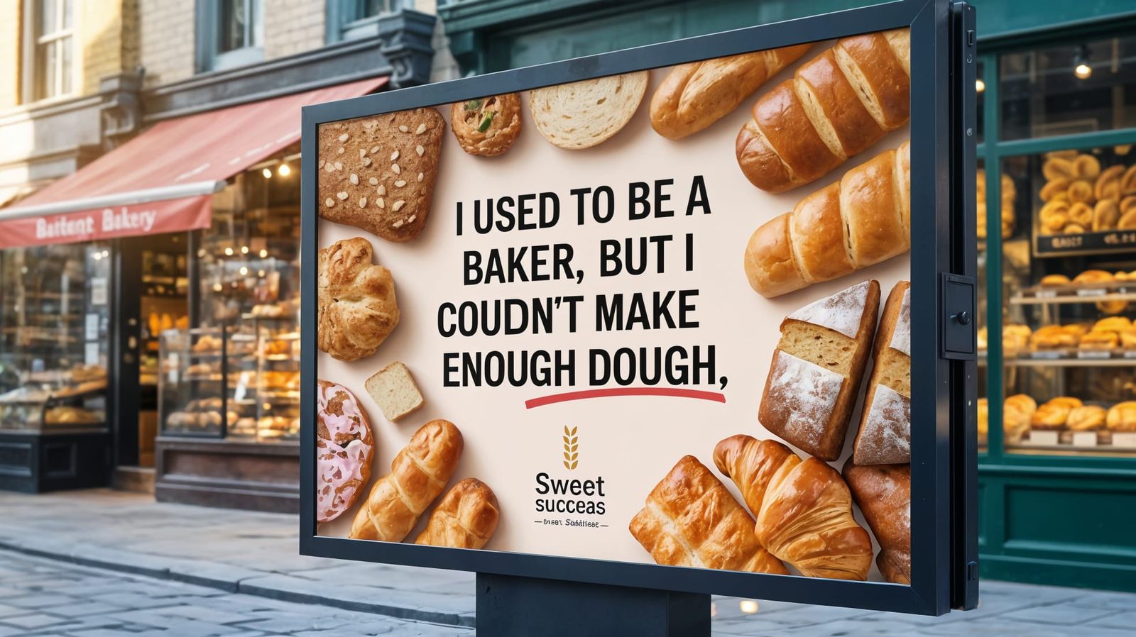 Humorous Bakery Advertisement in Abstract Style