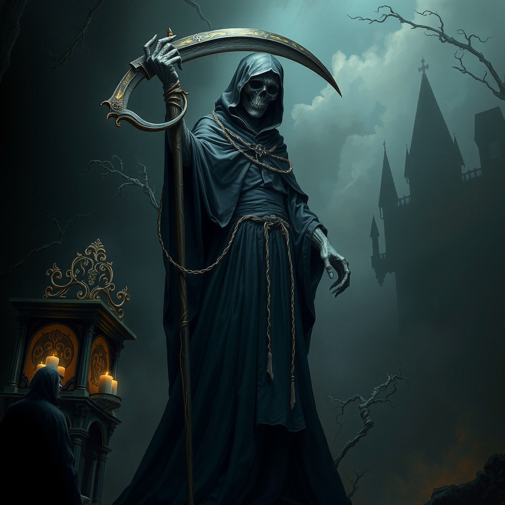 Dark Symbolist Grim Reaper in Dramatic Lighting