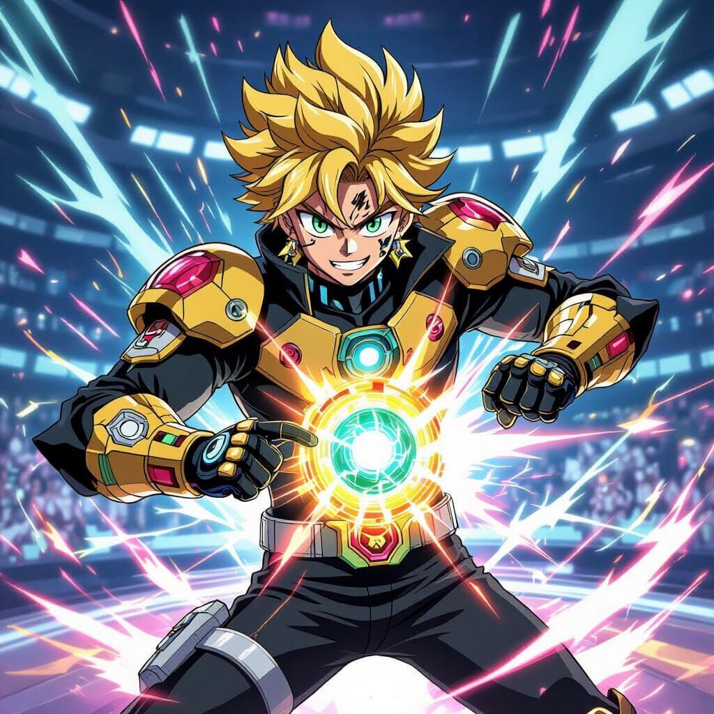 Giorno Giovanna Launches Beyblade in Transformers Armor