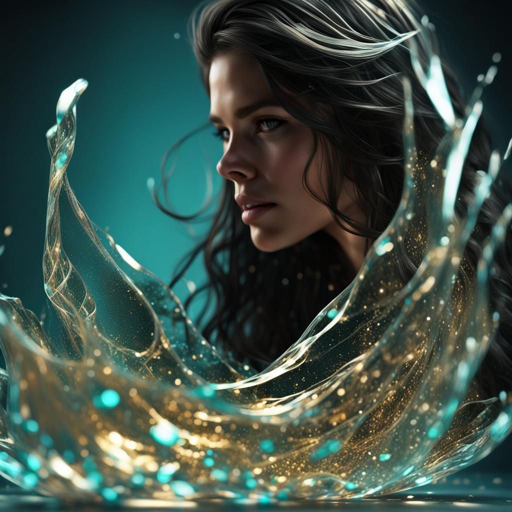 Shattered Glass Hair in Vase, Ethereal Fantasy Art