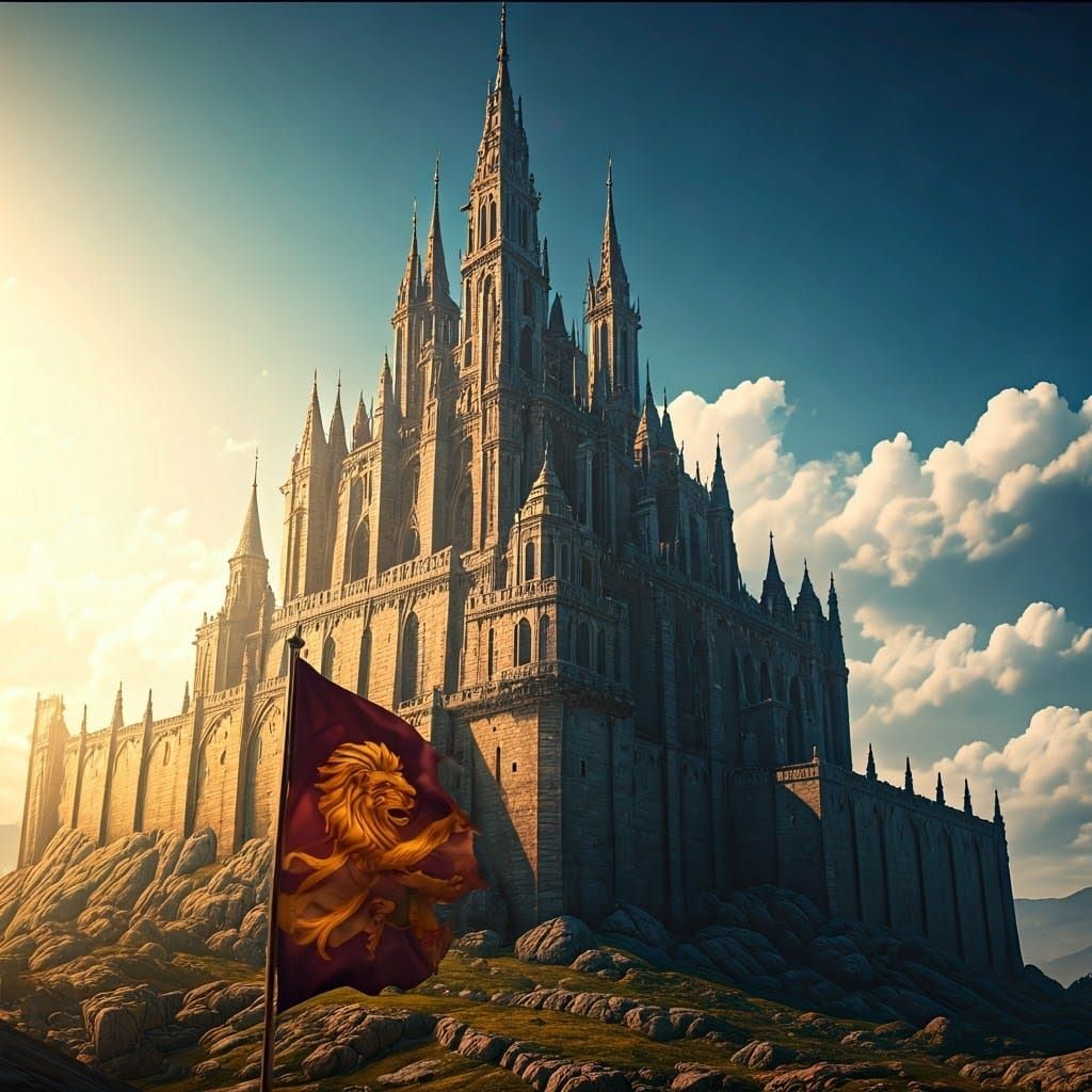 Majestic Castle in Fantasy Landscape