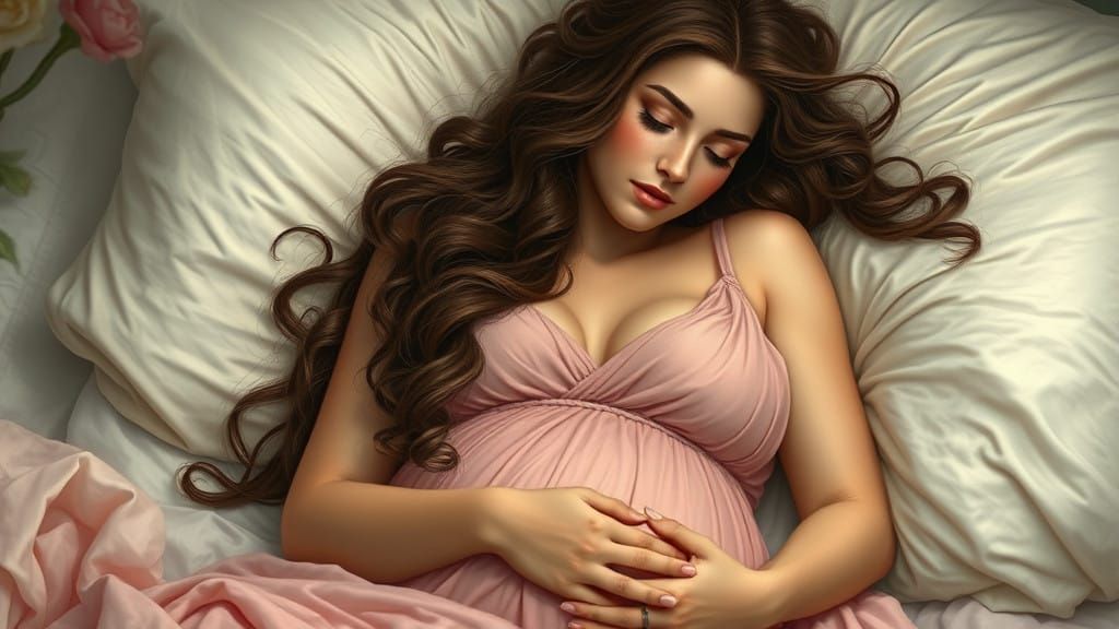 Ethereal Princess Slumbers in Blush-Hued Dreamscape